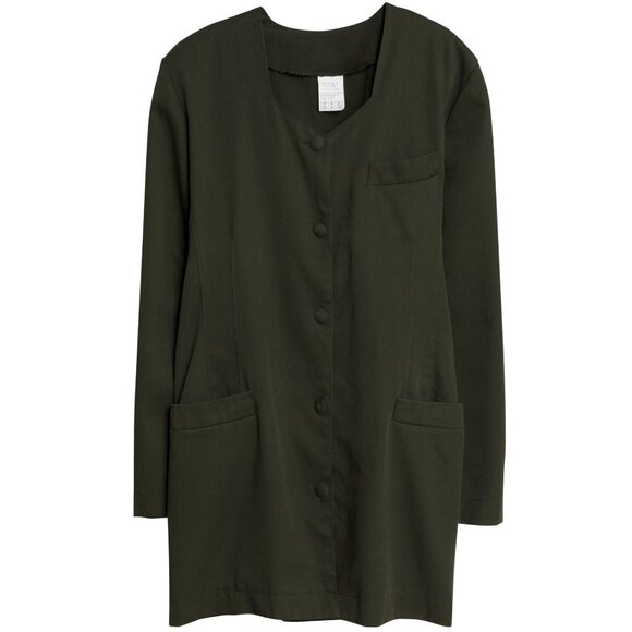 Sundazed (France) Twill Weave Viscose Blend Pentagon Cocoon Coat Olive : L - Picture 1 of 6